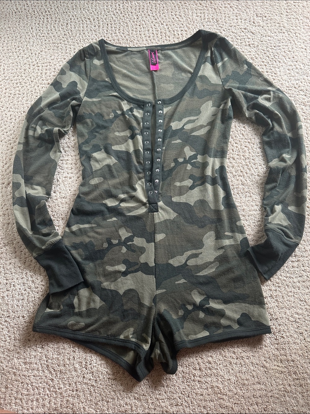 La SENZA Sexy Camo One Piece Romper Style Pajamas Lounge Wear
